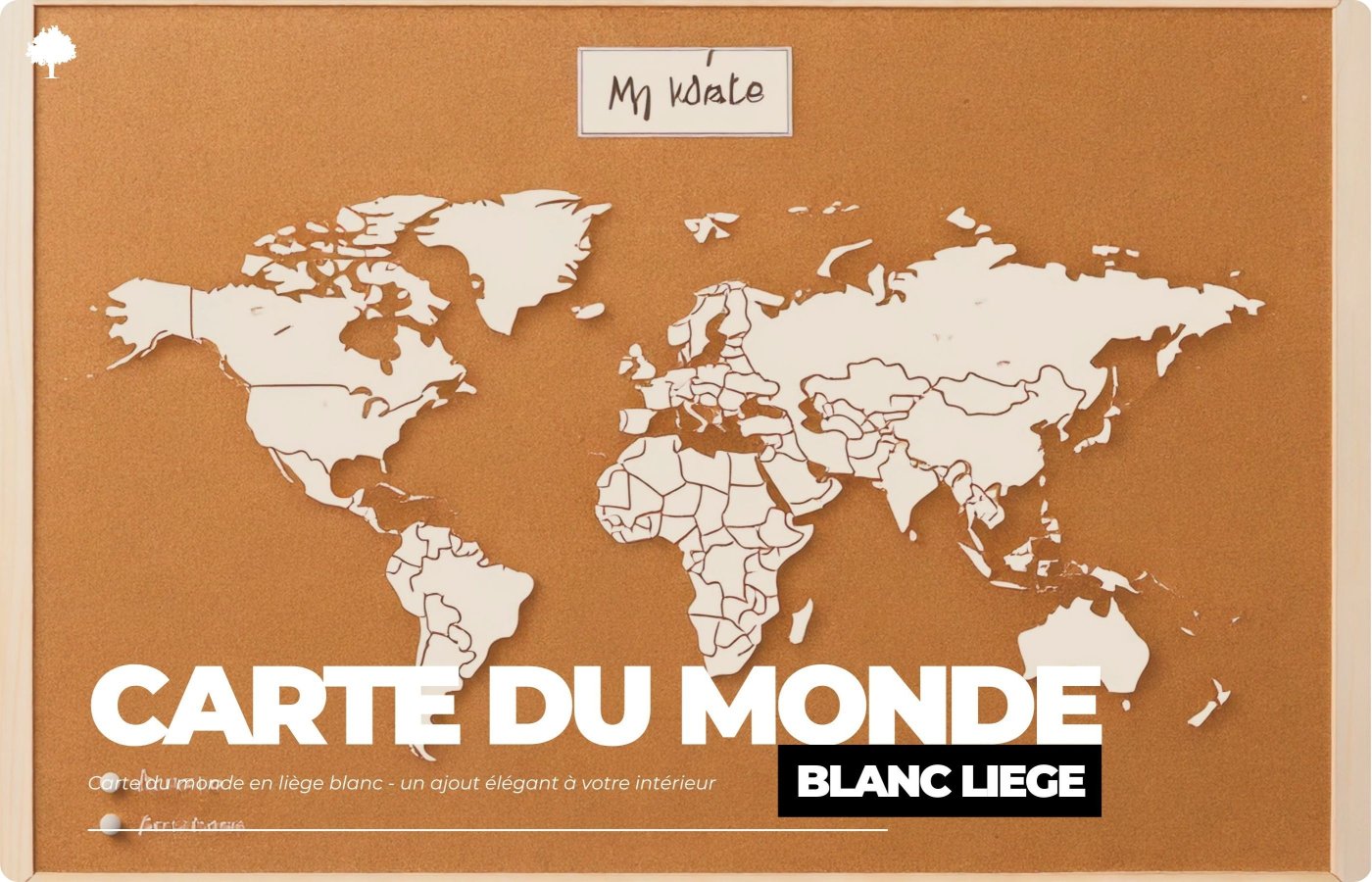 Verdenskort i hvid kork - en stilfuld tilfjelse til din indretning