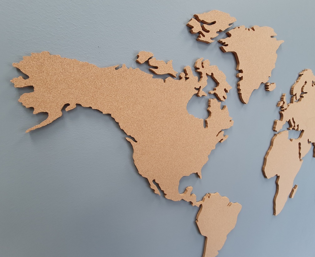 Carte du monde en liège, mappemonde Eco-responsable