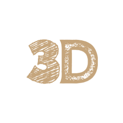 Lettres 3D avec un effet de style en brun clair.