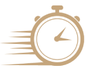 Brown running clock icon.