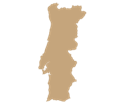 A brown silhouette of Portugal.