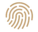 Brown fingerprint icon.