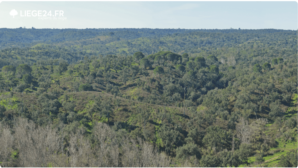 La photo montre un paysage verdoyant compos de nombreuses collines couvertes de forts.