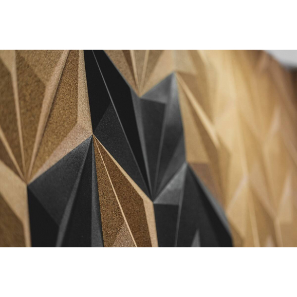 Unique and decorative DARK GREEN cork wall tiles 3D LINES