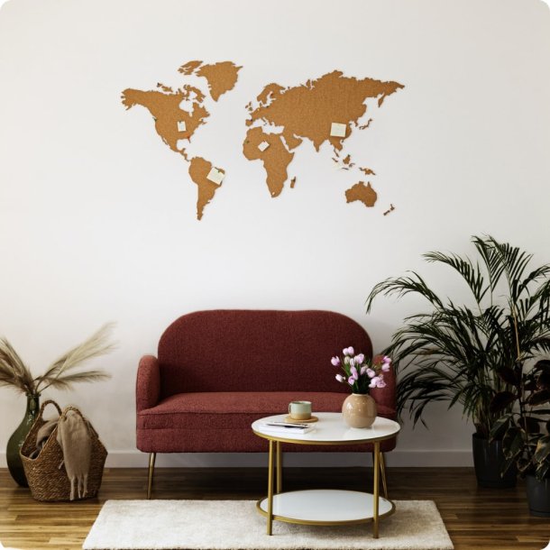 Wereldkaart kurk 80x150cm - BESTSELLER!