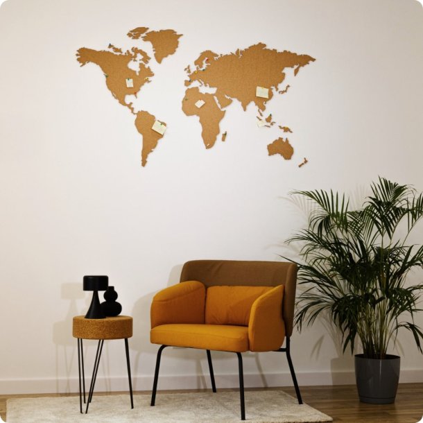 Wereldkaart kurk 80x150cm - BESTSELLER!