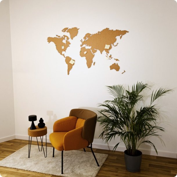 Wereldkaart kurk 80x150cm - BESTSELLER!