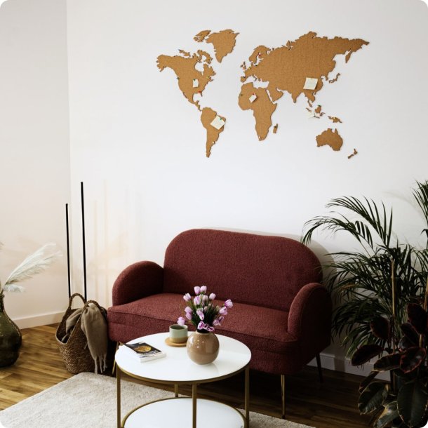 Wereldkaart kurk 80x150cm - BESTSELLER!