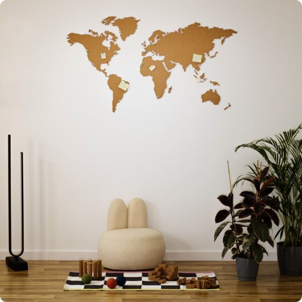 Wereldkaart kurk 80x150cm - BESTSELLER!