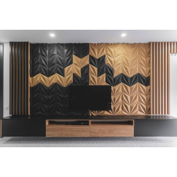 Unique and decorative DARK GREEN cork wall tiles 3D LINES