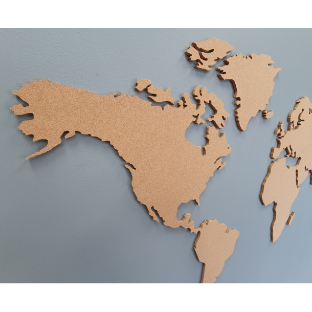 Mapa mundi corcho a la vista con países segmentados marco