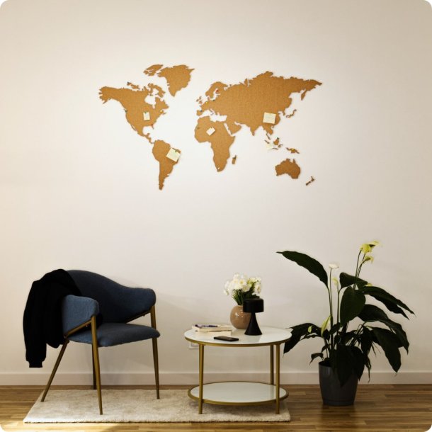 Wereldkaart kurk 80x150cm - BESTSELLER!