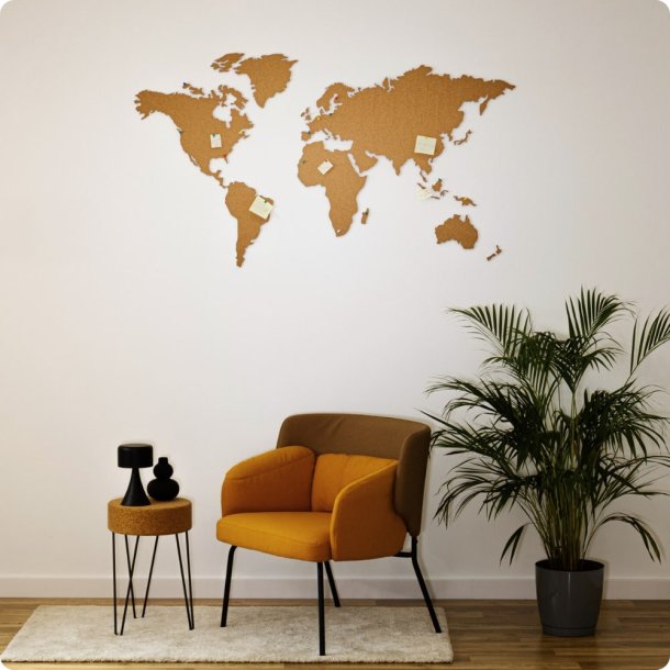 Wereldkaart kurk 80x150cm - BESTSELLER!