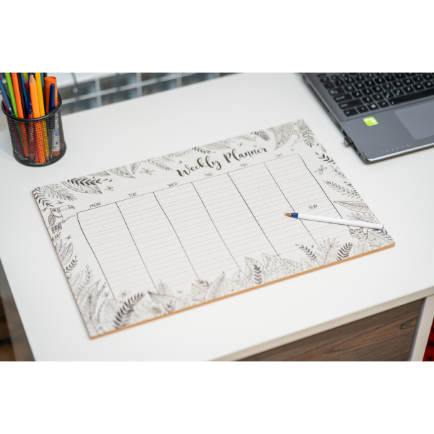 Zwart-witte kurken weekplanner: Kurkbord 45  30 cm