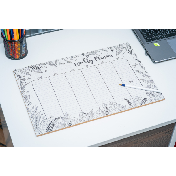 Black and white cork weekly planner: Cork pin board 45  30 cm