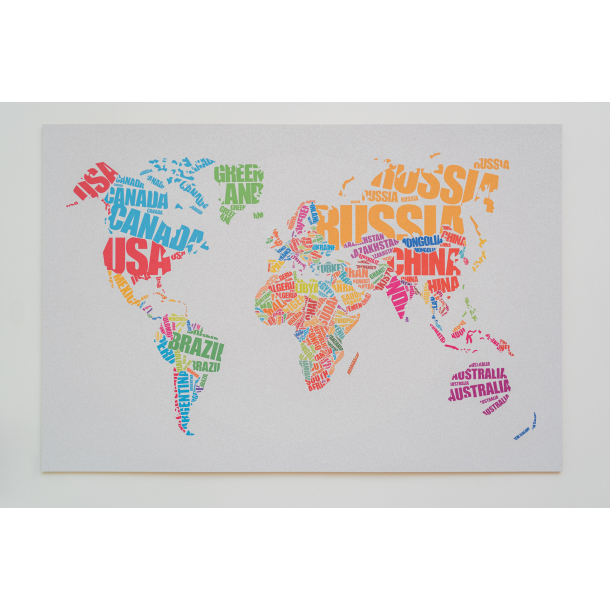 Colorful self-adhesive cork world map - Country names 60x90cm