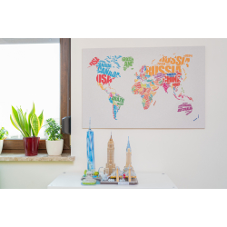 Bunte selbstklebende Kork-Weltkarte  Lndernamen 60x90cm