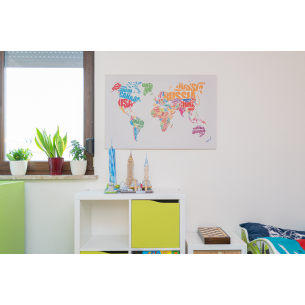 Bunte selbstklebende Kork-Weltkarte  Lndernamen 60x90cm