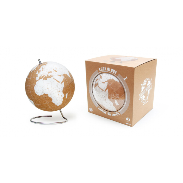Small white natural cork globe 14cm - perfect for any globetrotter and travel enthusiast!