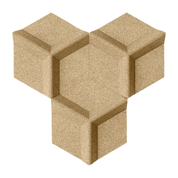 Unique and decorative IVORY (RAL 1015) cork wall tiles 3D HONEYCOMB