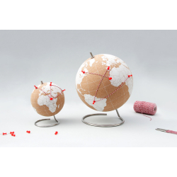 Large white natural cork globe 25cm - perfect for any globetrotter and travel enthusiast!