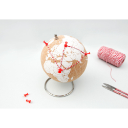 Large white natural cork globe 25cm - perfect for any globetrotter and travel enthusiast!