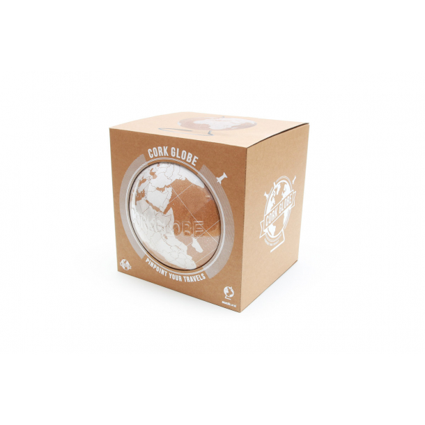 Small white natural cork globe 14cm - perfect for any globetrotter and travel enthusiast!