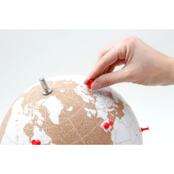 Large white natural cork globe 25cm - perfect for any globetrotter and travel enthusiast!