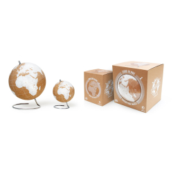Large white natural cork globe 25cm - perfect for any globetrotter and travel enthusiast!