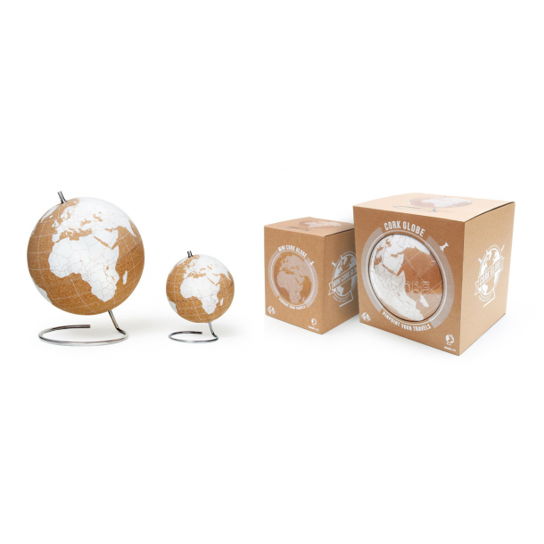Large white natural cork globe 25cm - perfect for any globetrotter and travel enthusiast!