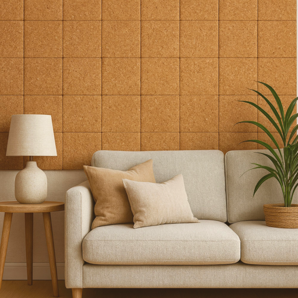 Čalouněn� n�stěnn� panel z př�rodn�ho korku CUBE 30x30 cm