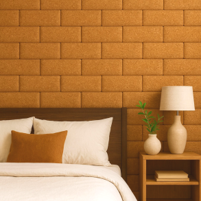 Upholstered cork wall panel BONE 10x30cm