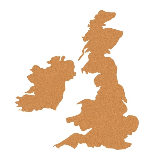Selfadhesive Cork Map of the United Kingdom 50x80cm