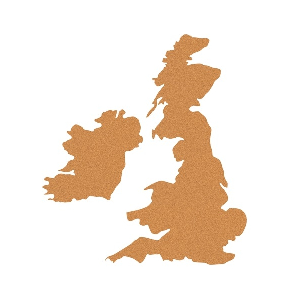 Self-adhesive cork map 50x80cm of the United Kingdom