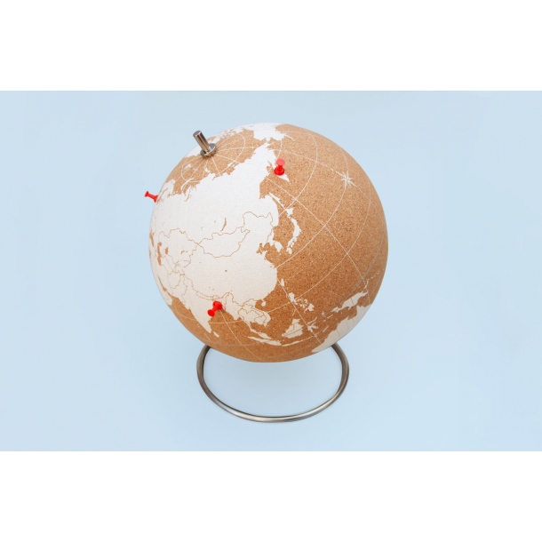 Klein wereldbol van 14cm wit - Kurk wereldkaarten & kurk - in kurkproducten!