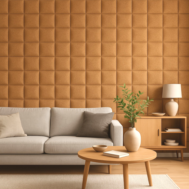 Čalouněn� n�stěnn� panel z př�rodn�ho korku CUBE 30x30 cm