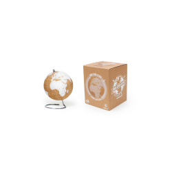 Large white natural cork globe 25cm - perfect for any globetrotter and travel enthusiast!