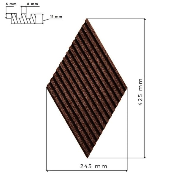 Decoratieve kurkwand BRUIN 3D STRIPE