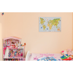 Zelfklevende wereldkaart van kurk - Prikbord van kurk 60x90 cm