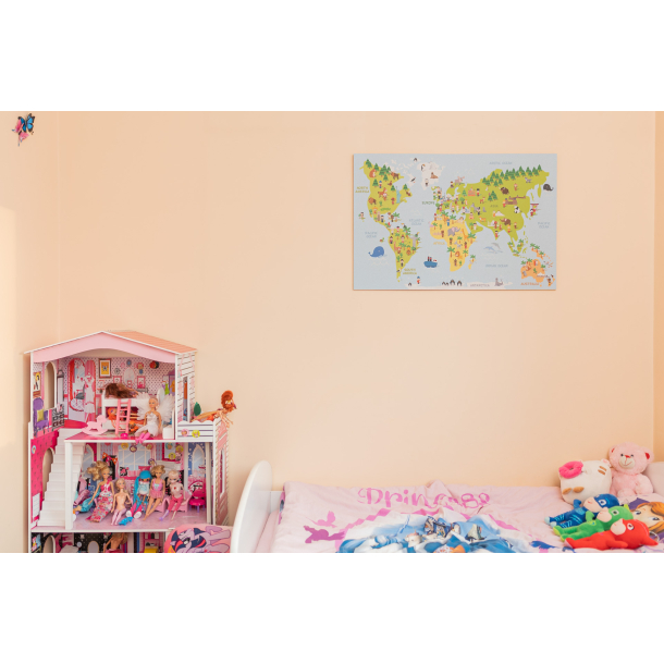 Zelfklevende wereldkaart van kurk - Prikbord van kurk 60x90 cm