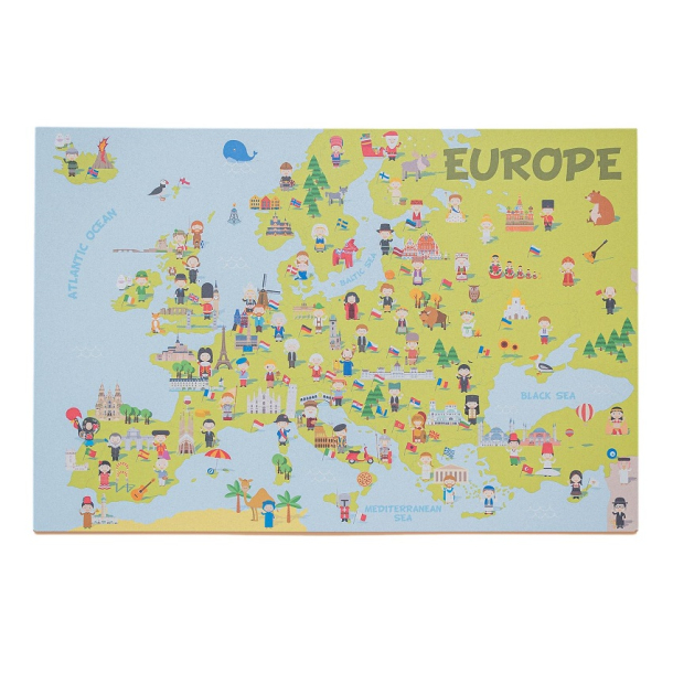 Self adhesive Cork Europe Map - Printed cork board 60x90cm