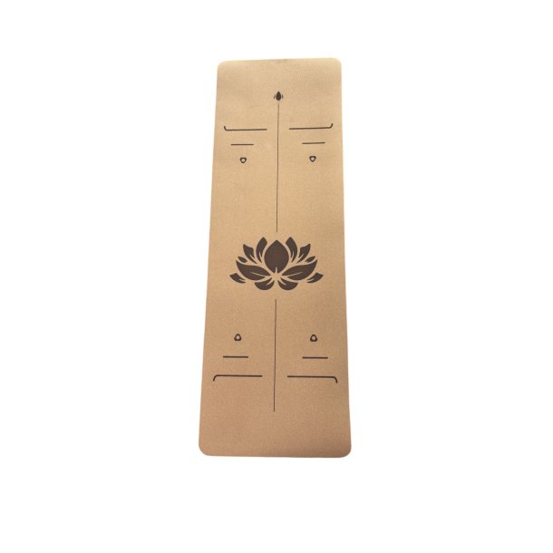 Kurken yogamat 61x183cm met een lotusbloempatroonprint