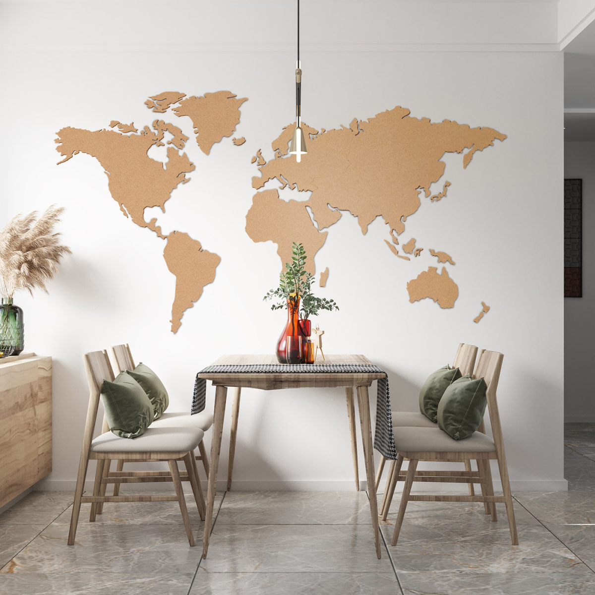 Map Monde Liege Blanche  Carte du Monde en liège – Déco Murale planisphère