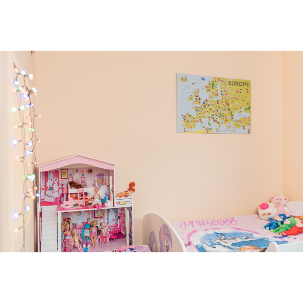 Zelfklevende Europa-kaart van kurk  Gedrukt kurkbord 60x90 cm