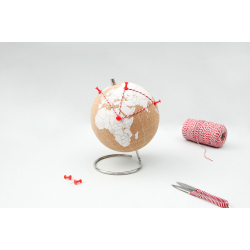 Small white natural cork globe 14cm - perfect for any globetrotter and travel enthusiast!