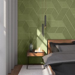 Unique and decorative GREEN cork wall tiles 3D STRIPE