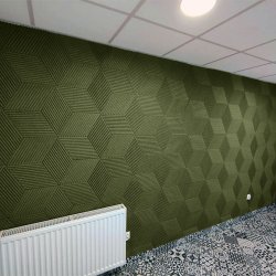 Unique and decorative GREEN cork wall tiles 3D STRIPE