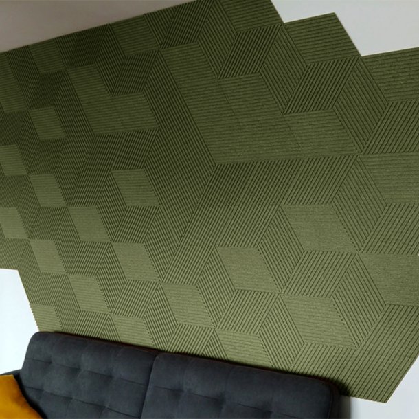 Unique and decorative GREEN cork wall tiles 3D STRIPE