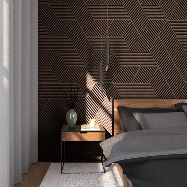 Unique and decorative BLACK COFFEE cork wall tiles 3D STRIPE