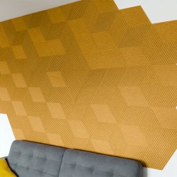 Decoratieve kurkwand GEEL 3D STRIPE